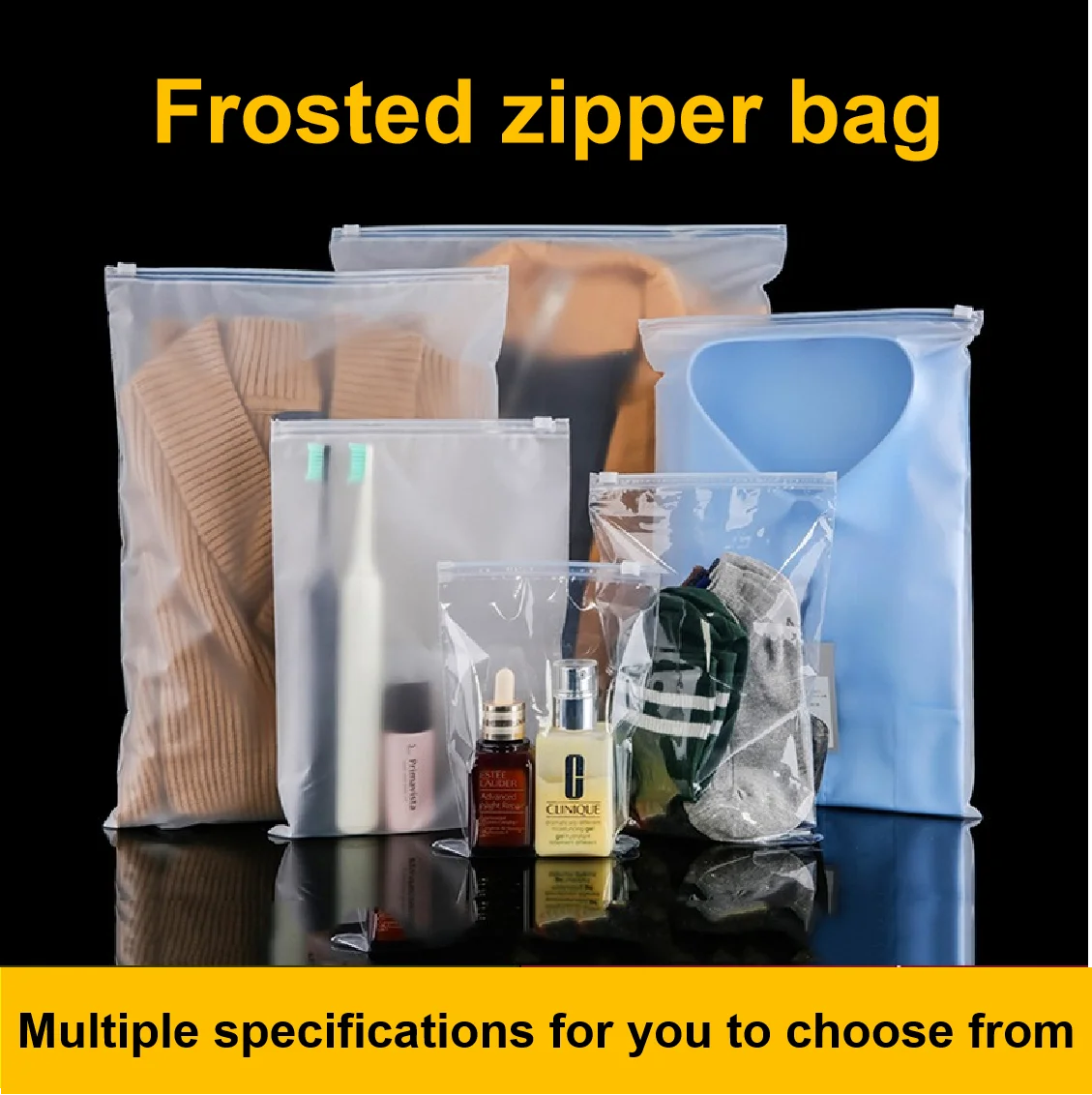 Matte Transparent Zipper Bag, Underwear Clothing Packaging Bag, Children's Clothing Socks, Plastic Self Sealing Bag