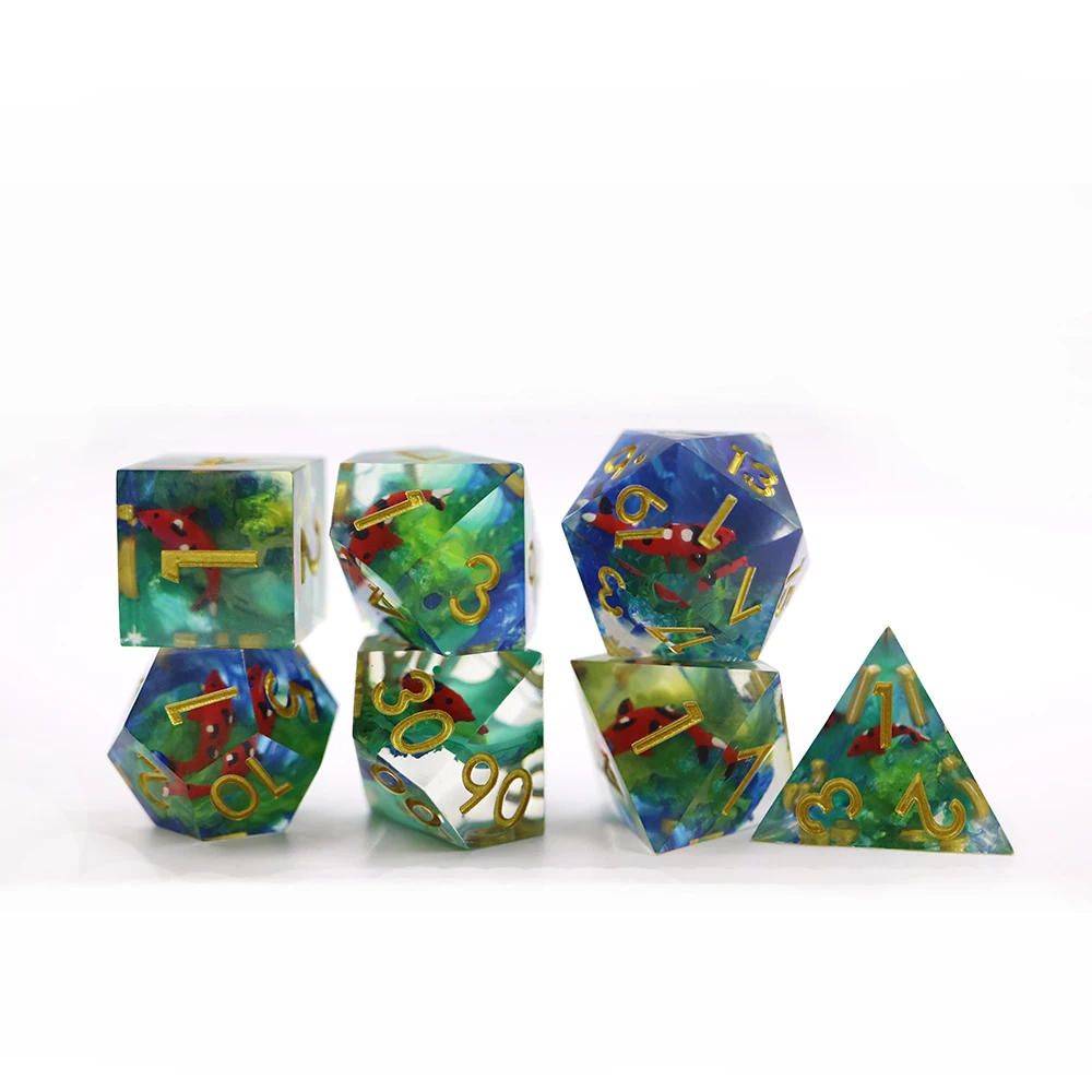 Custom Lightweight RPG/DND Polyhedral Resin Dice Colored Board Game Inclusions High Quality Die for Gaming