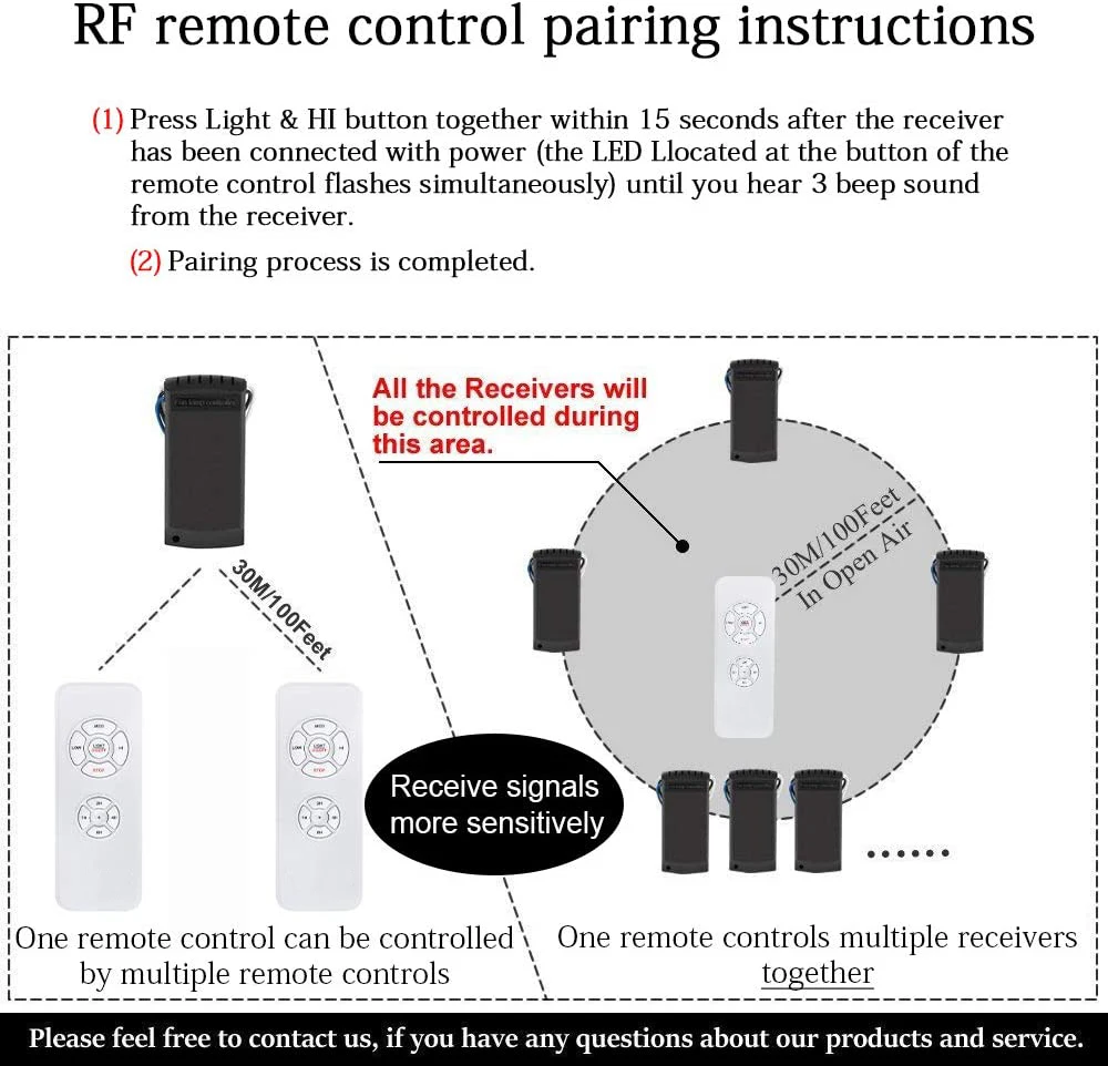 30M Universal Ceiling Fan Light Lamp Remote Controller Kit & Timing  Wireless Light Remote Control Receiver For Ceiling Fan 110-240V