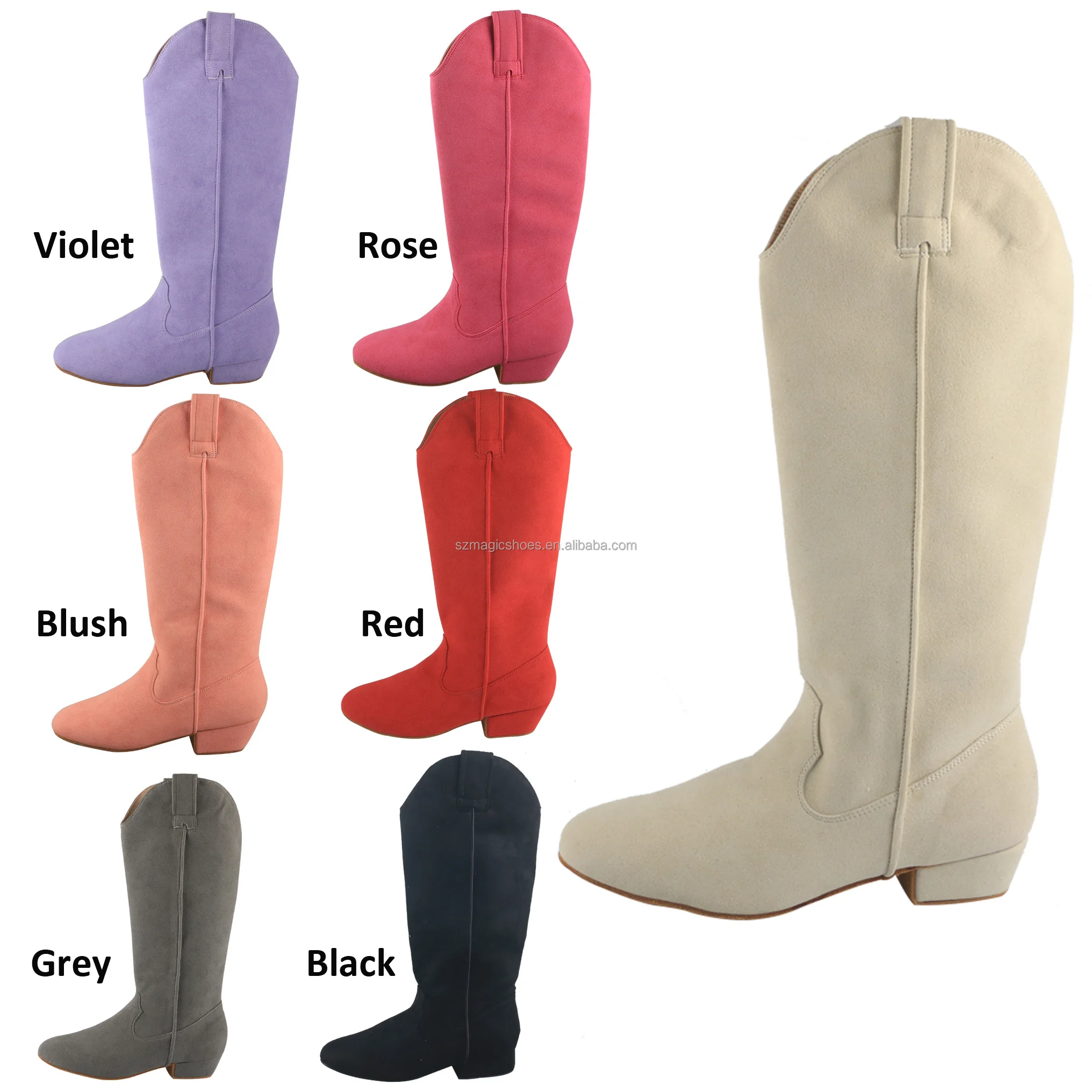 Ivory Long Midi Dance Boots for Line Dancing, Slip-On, OEM