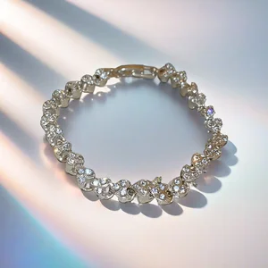 Muxcor Women's Fashion Chain & Link Bracelets Silver Plated Copper Alloy Rhinestone Bracelet Jewelry