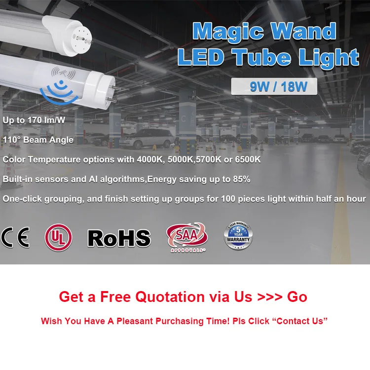 2ft 4ft 5ft T8 Led Tube 18w Led Tube Light With Microwave Motion Sensor