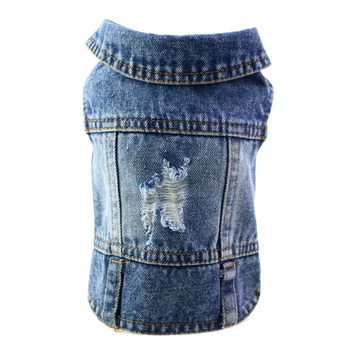 Custom Logo Brand In Stock Wholesale dog accessories luxury vest Overalls Denim dog jean jacket dog coat for small puppy