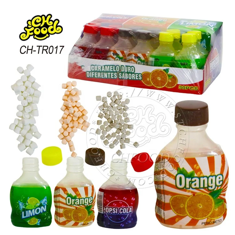 Custom Lemon Orange Cola Soda Flavor Tablet Candy Bottle Candy Toy for Children Halal Hard Candy