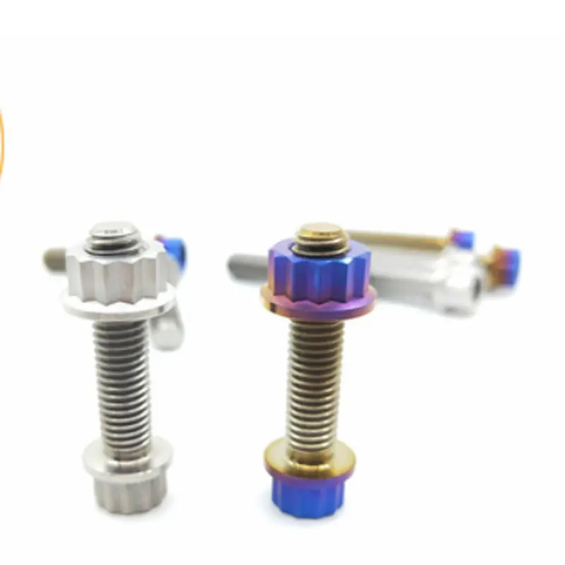 OEM Special Customized M7 M10 Titanium Gr2 Gr5 TA2 TC4 Anodized 12 Point Flange Bolt with 12 Point Flange Nut