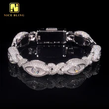 Pass Diamond Tester 925 Silver Gold Plated Hip Hop Jewelry Custom Infinite Eyes 8-character Chain VVS Moissanite Cuban Bracelet