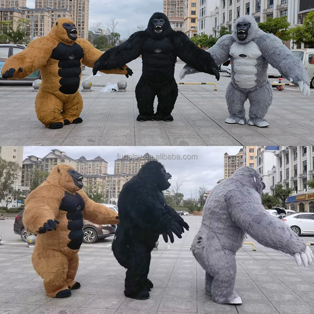 2.6 Meter Customized Inflatable Fat Costume Walking Furry Inflatable Gorilla Mascot Costume king Kong Suit
