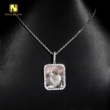 Custom Memory Iced Out Hip Hop Moissanite Jewelry Pendant 925 Sterling Silver VVS Moissanite Diamond Necklace Frame Pendant