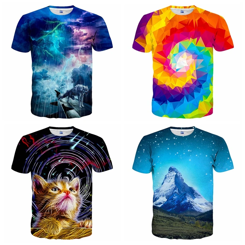 Custom 3d Graphic Colorful Tshirts Crew Neck Print Tee 92 Polyester 8