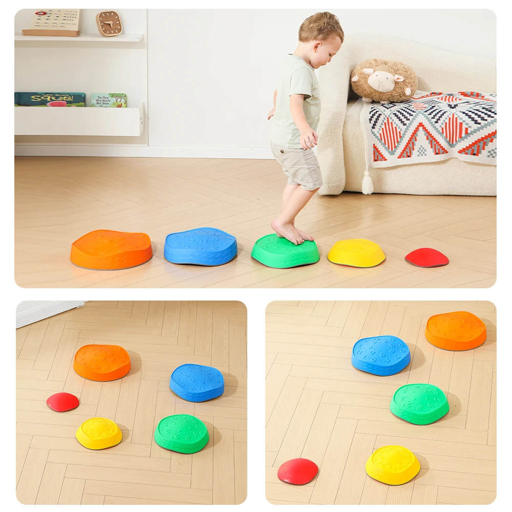 5Pcs Non-Slip Plastic Balance Stepping Stones for Kids,Toddler Indoor Step Stones Sensory Training Toys,Kids Stepping Stones