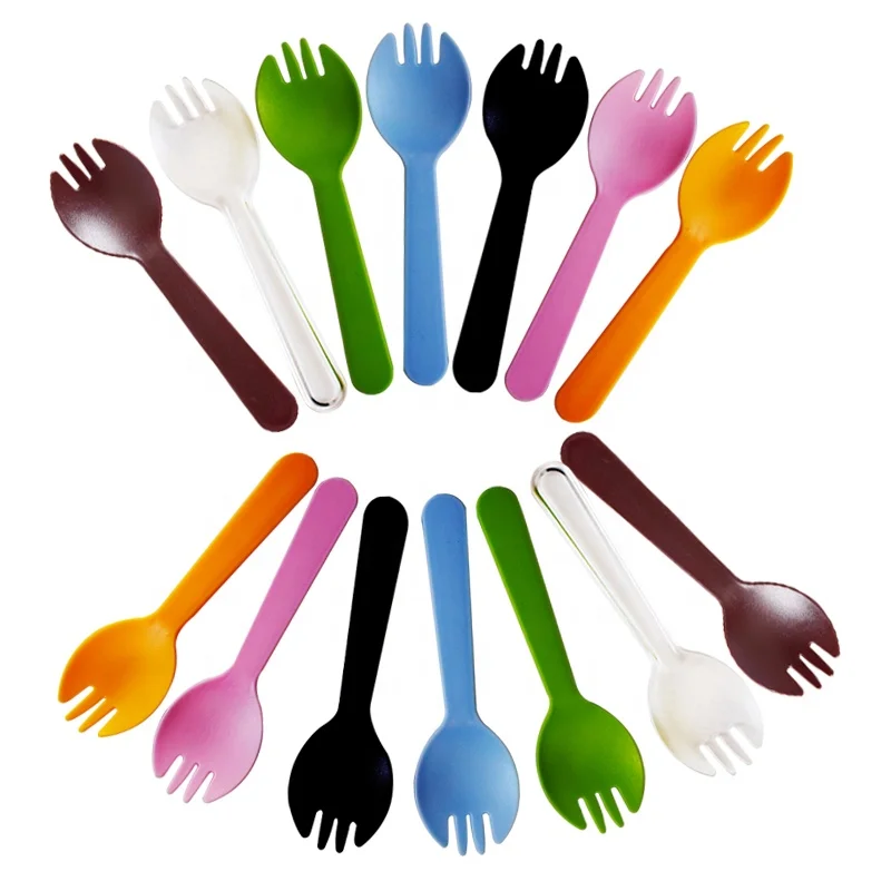 Disposable Plastic Sporks For Cake Dessert Icecream Food Grade Bpa Free