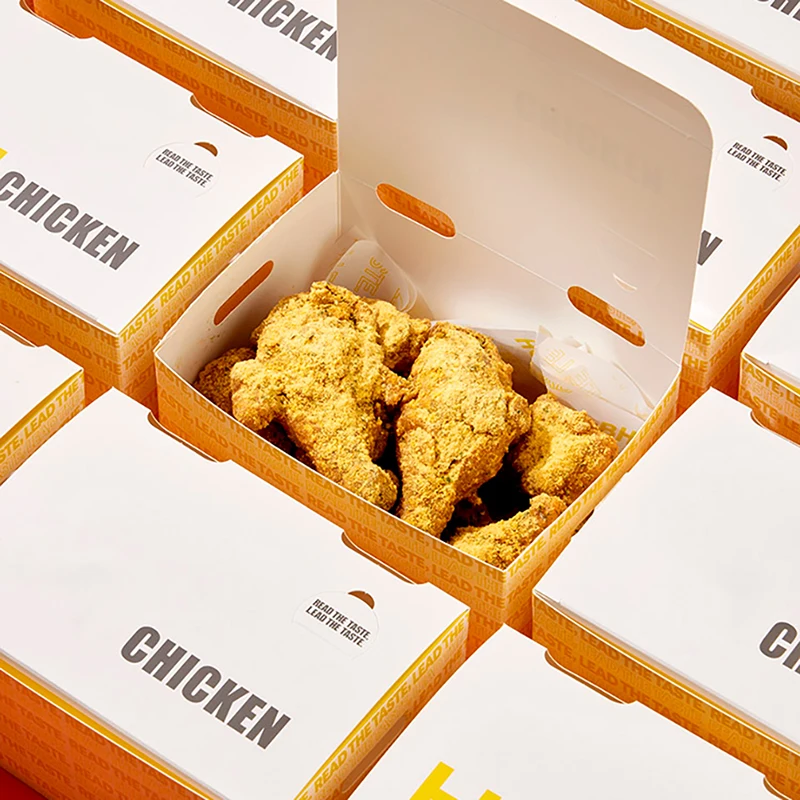 Custom Paper Fast Food Fried Chicken Take Out Burger Boxes Cardboard French Fries Fried Chicken Wing Paper Packaging Box Design manufacture