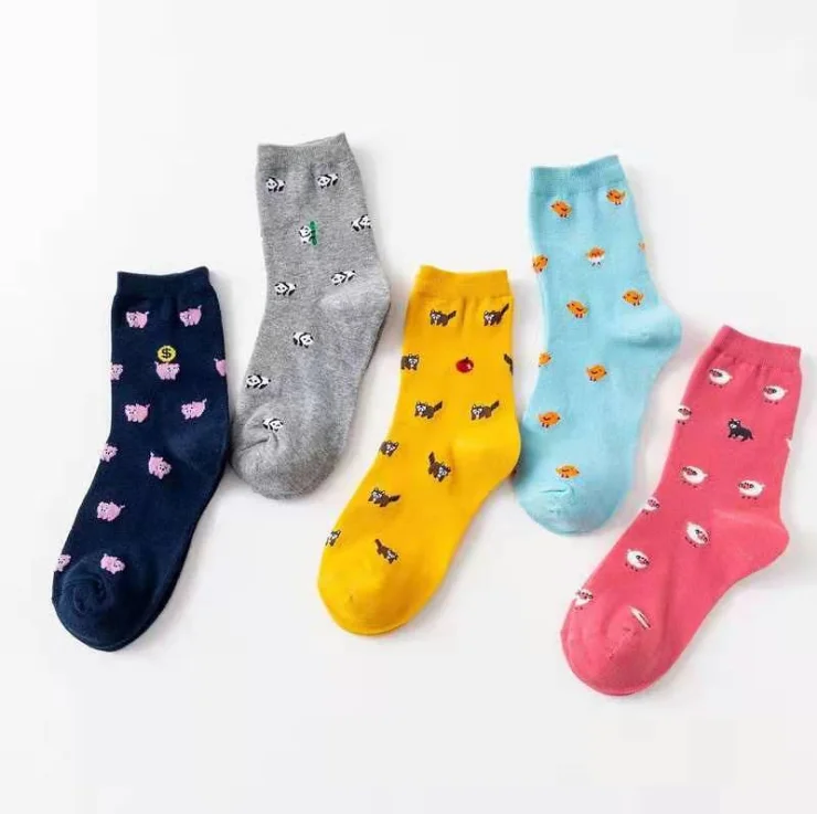 HF Women socks Amazon in tube cat pattern cotton socks casual striped stockings socks