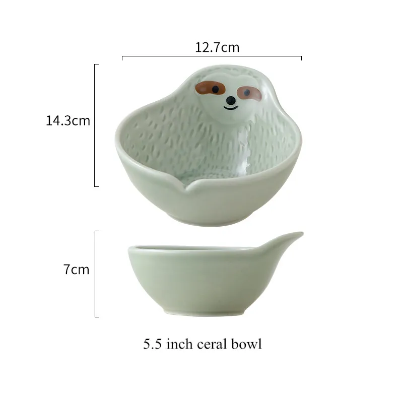 product fenn cartoon ceramic cute dinnerware animal sloth plate breakfast salad fruit bowl creative restaurant aesthetic dinner plate-59