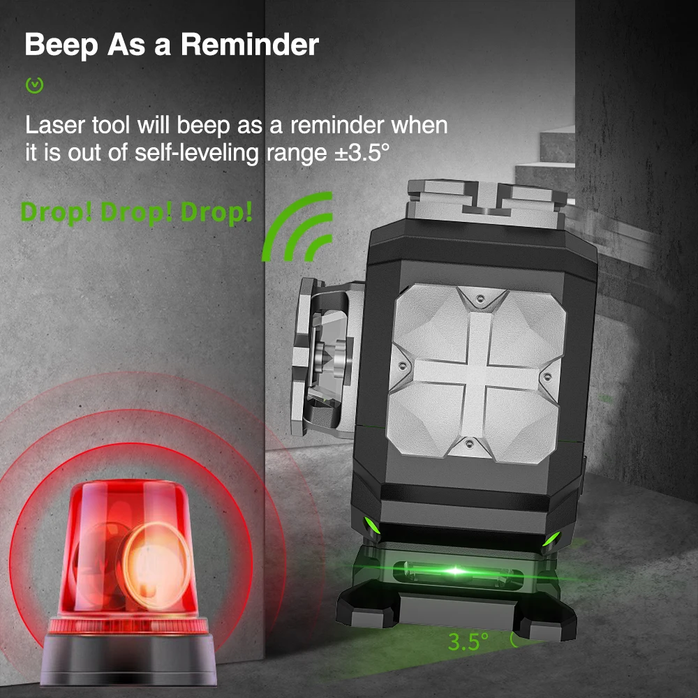 Huepar S03DG 360 Degree Laser Level Multiple Lines for Tile Floor Indoor Outdoor Use