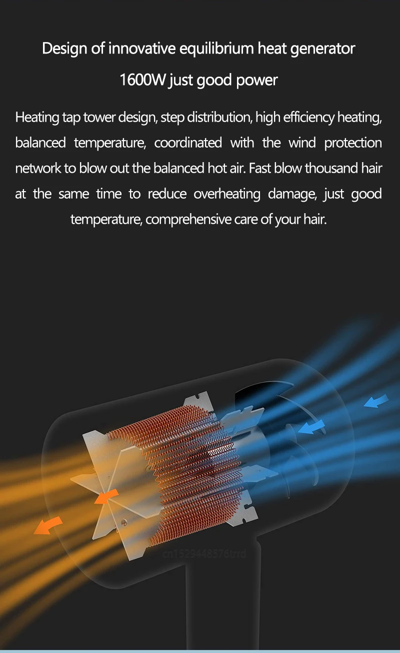 Xiaomi Mijia H100 Hair Dryer Anion Professional Hairdressing Dryer Hair Blower 1600w Travel