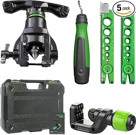 Flaring Tool Kit Tubing with Hopper Limit Tube Deburring Tool for Copper/Aluminum Piping and HVAC Refrigeration Tools 555083