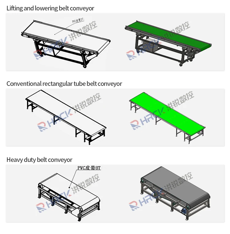 Hongrui  Efficiency adjustable speed 180 degree turning PVC belt conveyor supplier