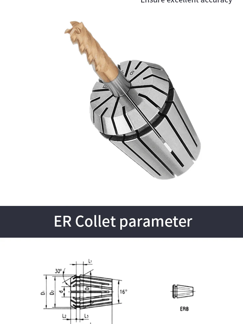 Elastic ER Collet ER25-1/1.5/2/2.5/3/4/5/6/7/8/9/10/11 12/13/14/15/16/17/18/19/20 High Precision Chuck AA Nc Machining Center 1