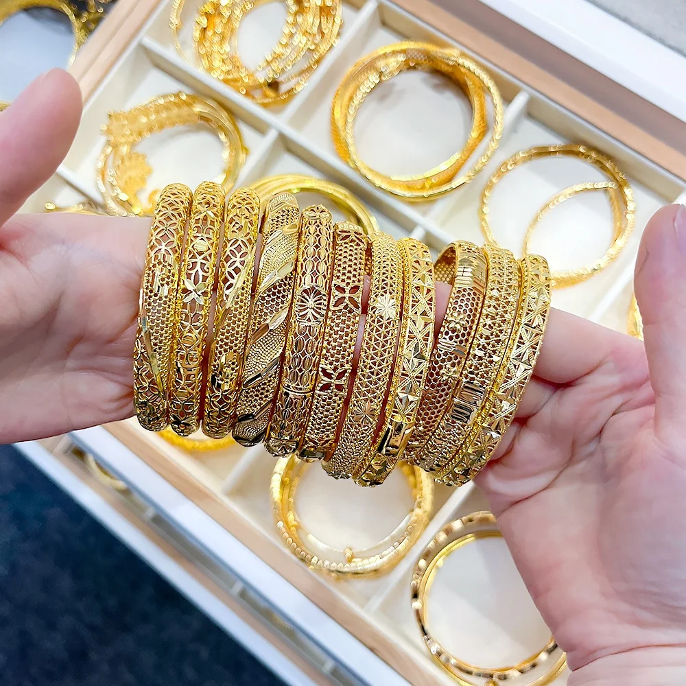JXX Gold Plated Bangle 24k for Women Jewelry Bracelet Copper Gold-plated  Brass 24 Wholesale Womens Bangles Gold Plated Bangle