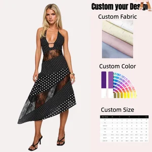 Elegant Women's Casual Asymmetry Dress with Transparent Spaghetti Strap Tie Back Detail Sexy Club Style Woven Fabric