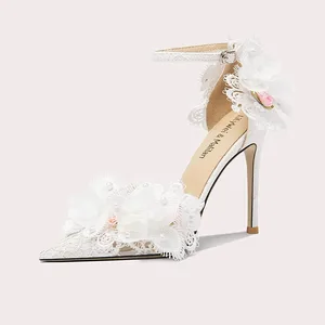 Lily Wei Hot-selling Luxury Floral  Pumps for Women Elegant Lady Wedding Sandals All Seasons Sandales Ladies Sandals