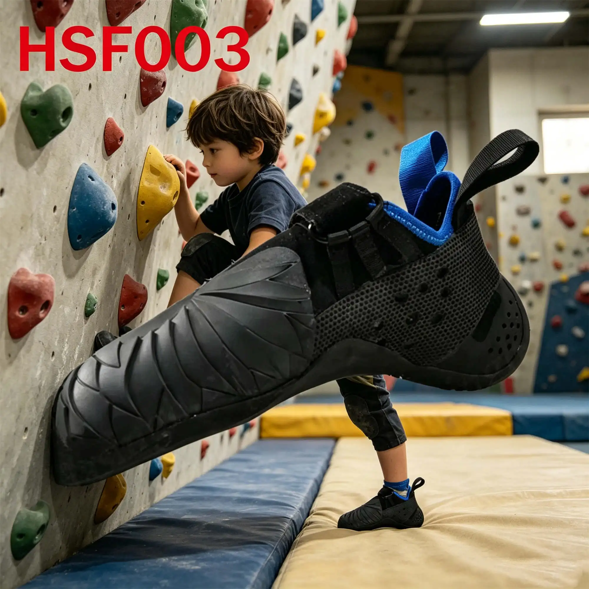 ZYF,Bouldering Gym High-performance Kids Size Climbing Shoes Rip Stop Nylon Fabric Upper High Wrapping Creepers Shoes HSF003