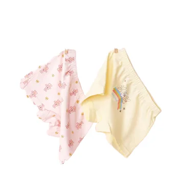 New arrival Cute Young Teen Girls' Underwear Set Breathable Kids Cotton Panties Shorts with Customize Pattern Young