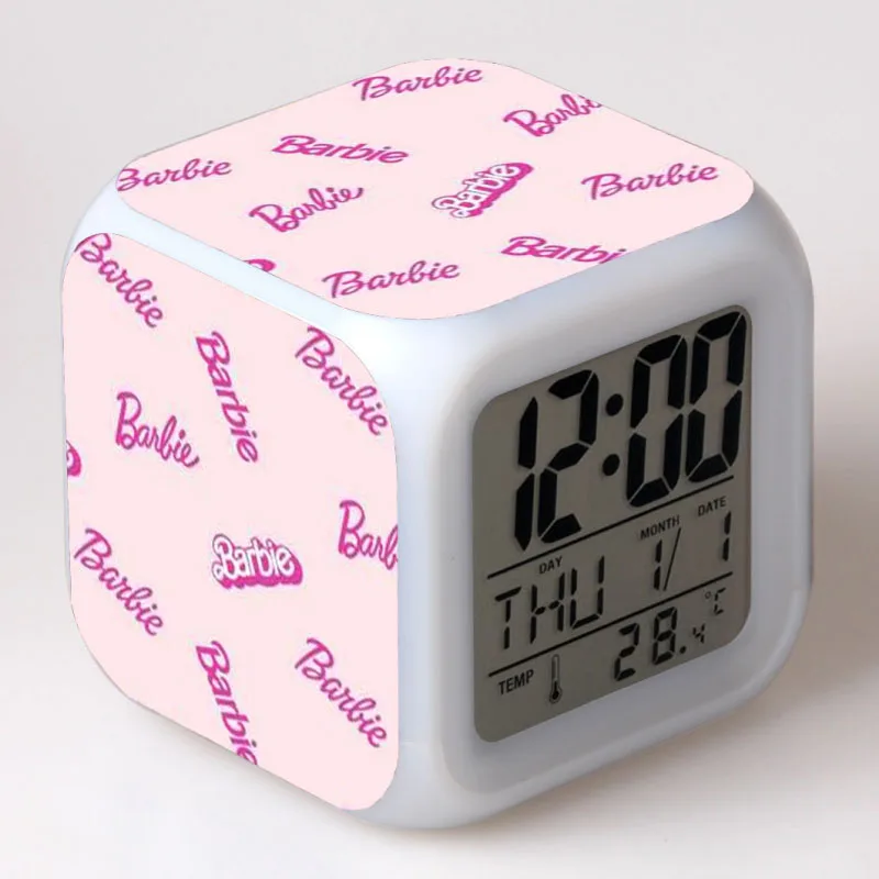 Colorful Square Barbie Decorative Alarm Clock,Strobe Led Light Barbie