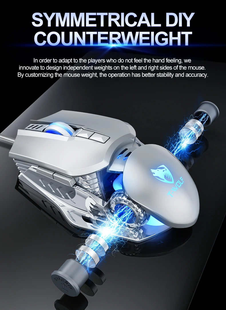 Computer Accessories 4 Colors Breathing Light 150cm Wired Programmatic Game Mouse Switchable DPI Design Office Gaming Mouse