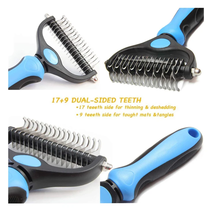 2022 Double Sided Shedding Dematting Steel Pet Knotted Comb Pet ...