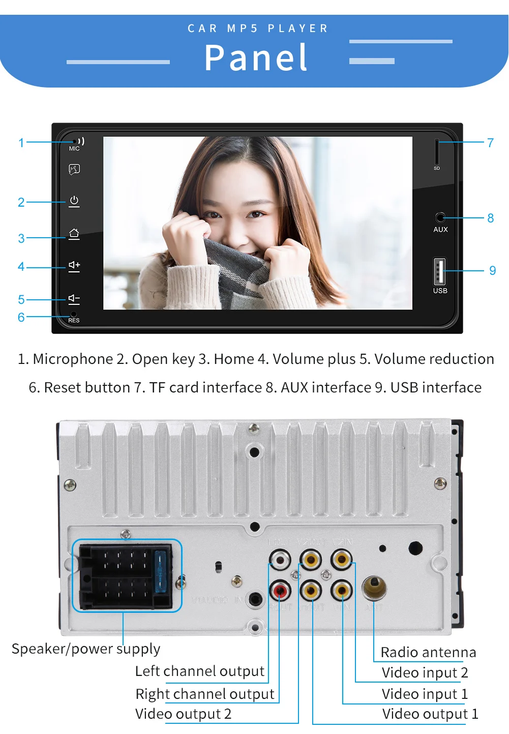 Double din car stereo mp5 player for Corolla with BT AUX car radio video player 7 inch autoradio audio mp5 player