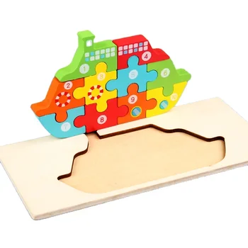 Kids Intelligence Baby Toy Wood Puzzles Cognition English Letter Building Wooden Animal Jigsaw Puzzle Toys for Children Toddler