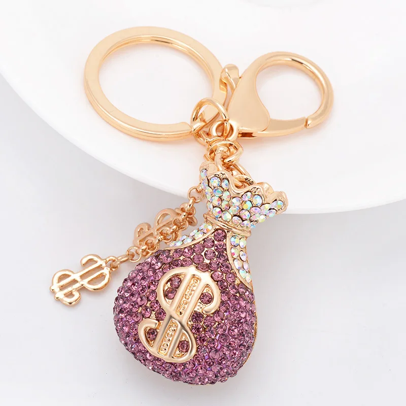 New Fortune Bag Crystal Rhinestone Lucky Keychains Luxury Key Chain ...