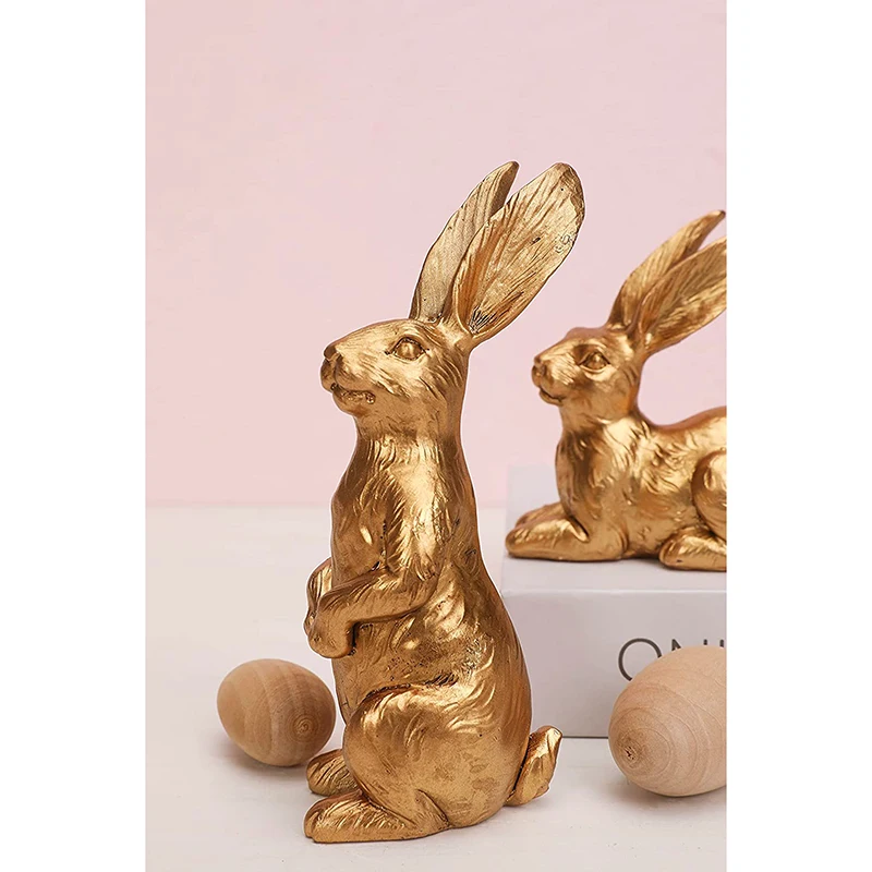 product wholesale custom nordic vintage resin rabbit figurine set easter home decoration animal sculpture for holiday gifts-8