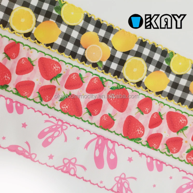 OKAY Custom High Quality Polyester Grosgrain Ribbon Moon Stitch Crochet Edge for Hair and Party Use