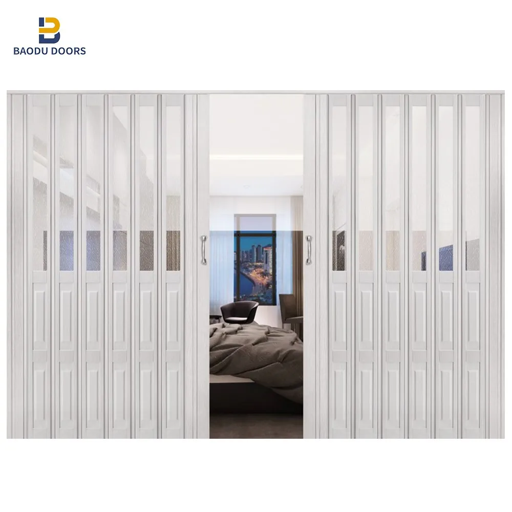 PVC Accordion Bi-folding Door for Home Price Modern Design for Houses Interior Room Lightweight Easy Installation Isolation