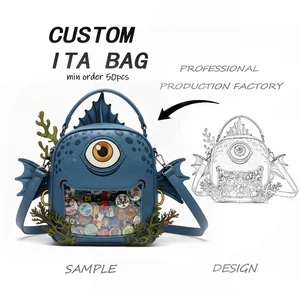 Customize Monster Fish Shaped Ita Bags with Various Designs Low-volume Batch Customization of Your Design Itabag Manufacturer