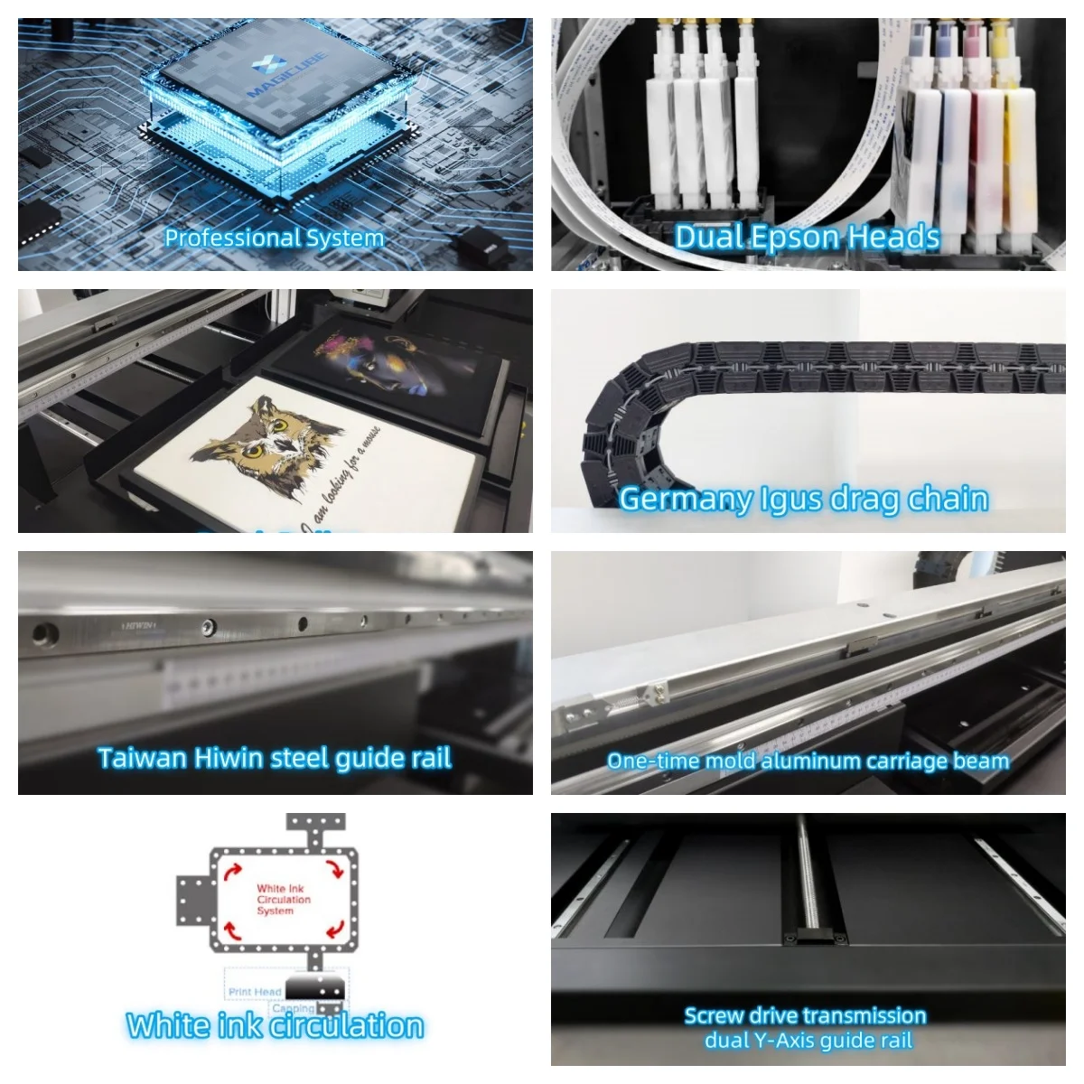 Factory Direct Sale A2 Size Two Printheads Grand Format Commercial High Speed Dual Platen Digital T Shirt DTG Garment Printer