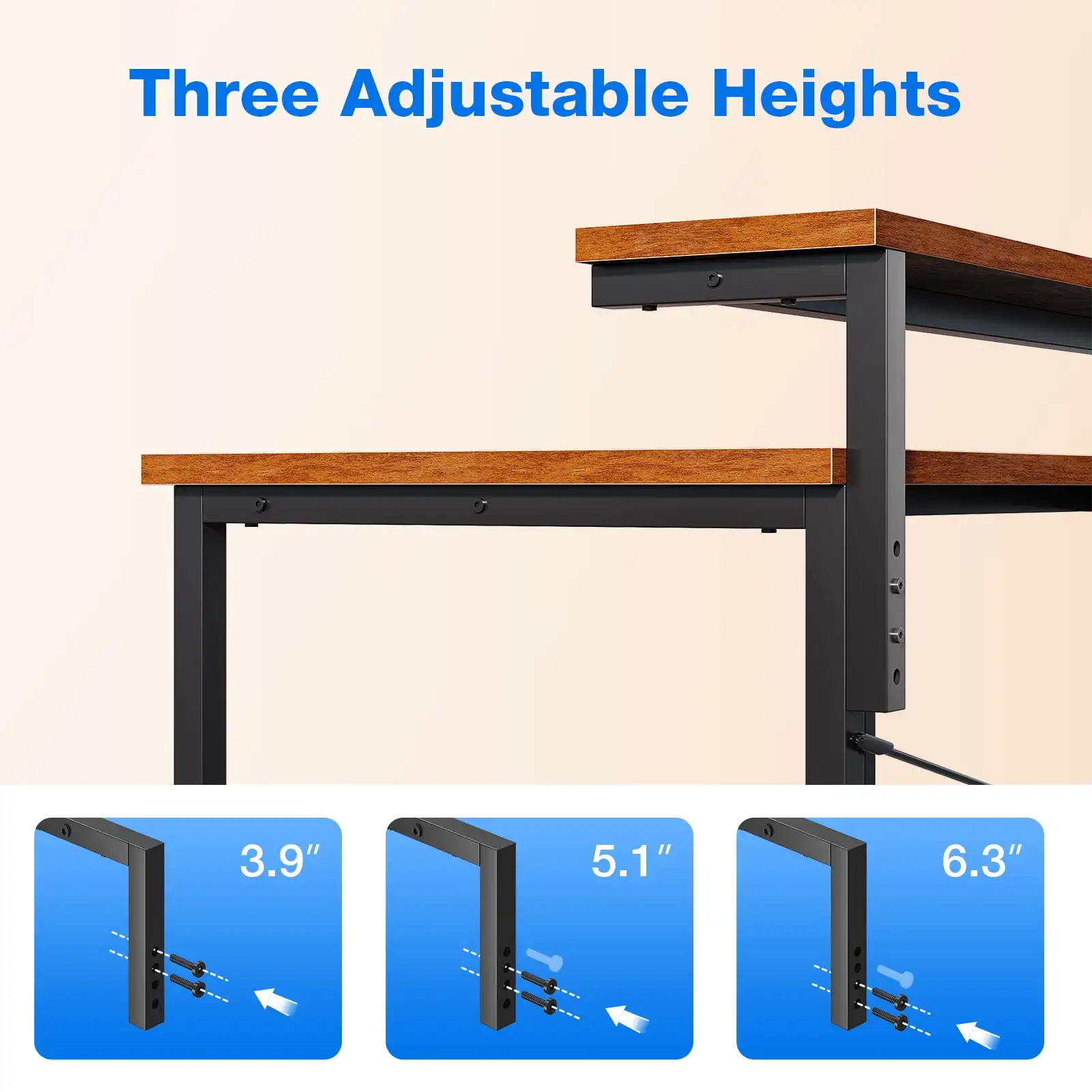 AJUNION Simple Modern Style 48 Inch Home Office Desk Adjustable Monitor ...