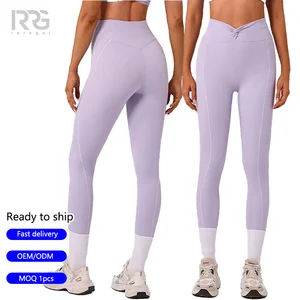 Roregal New Style Contrast Twist High-Waisted Yoga Leggings Second Skin Slim Quick Dry Yoga Sports Leggings