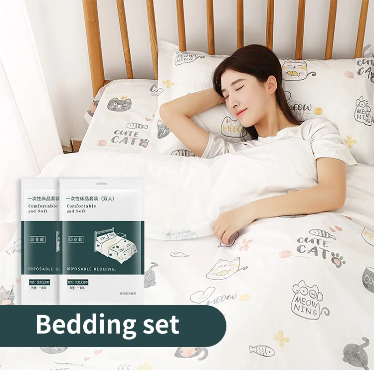 Disposable Sleeping Bag Pillowcases Bedspread Set Breathable Soft