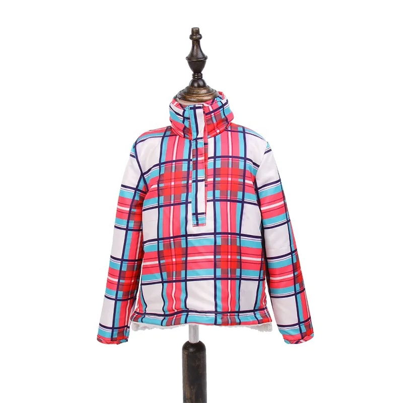 New Arrival Mommy And Me Winter Jackets Plaid Reversible Sherpa Pullovers Parent-child Clothing