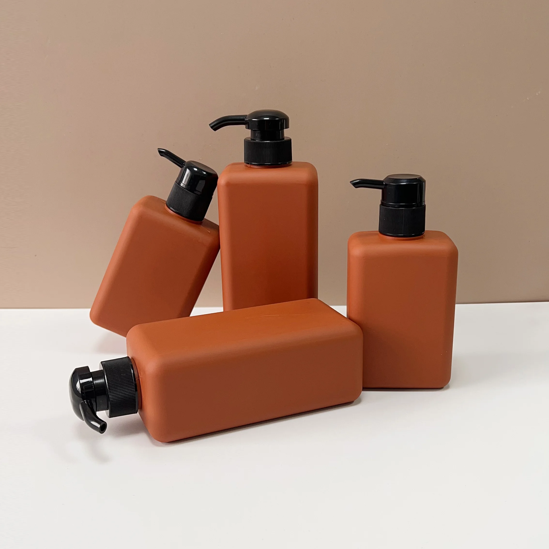 Factory Direct Sales 300ml 500ml Hdpe Empty square Shampoo Pump Bottle Soft Touch Bottle