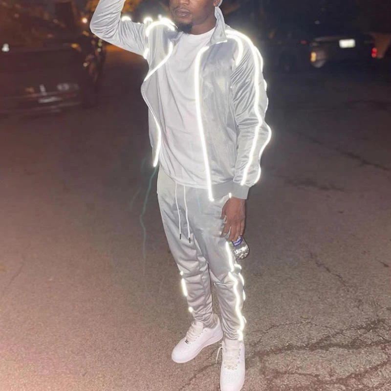Custom Fitness Clothing 3m Reflective Tracksuit Jogger Set Men Track Suit  Quality Sweatsuit for Men
