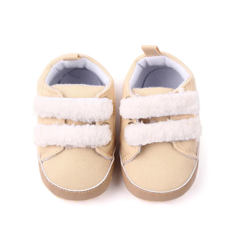 Spring Autumn Plush Hook&loop Soft PU Leather Baby Newbron Shoes for Boys and Girls factory