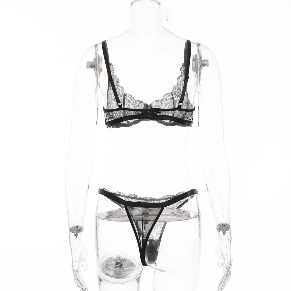 Intiflower 14510 Customized Floral Push Up Transparent Ladies Sexy Lace Bra Set Stylish Design