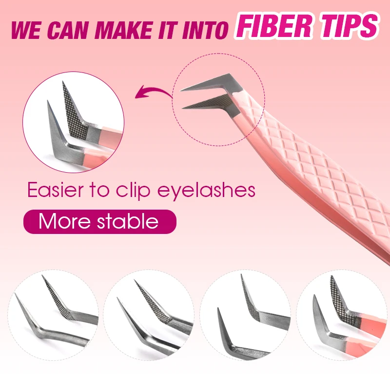 Print Logo Fiber Tip Eyelash Tweezers 45 75 90 Degree Nano Grip