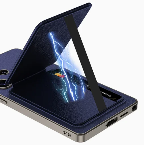 Factory Wholesale Business Plain Leather Built-in Magnetic Charging Card Holder Phone case for Samsung S25 S24 S23 ultra