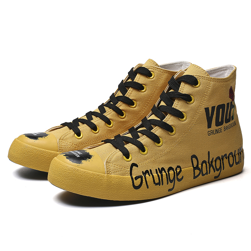 
 Холщовые высокие мужские ботинки 2019, желтые, белые, черные прогулочные Заводские кроссовки, модная спортивная повседневная обувь  